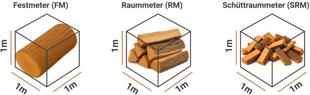 Grafik Maßeinheiten Brennholz